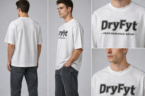 DryFyt polyester oversized t-shirt for men quick dry gym wear front view